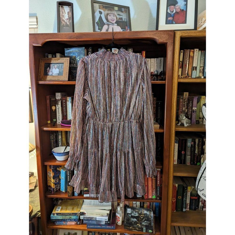 O.P.T. iridescent shimmer long sleeve mini dress sz xl excellent condition